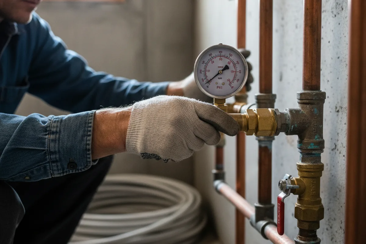 Pressure testing a repaired line during Water Line Repair in Boonville